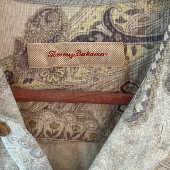 Tommy Bahama 100% Silk Paisley Short Sleeve Button Front Shirt Size L Casual - Picture 3 of 9